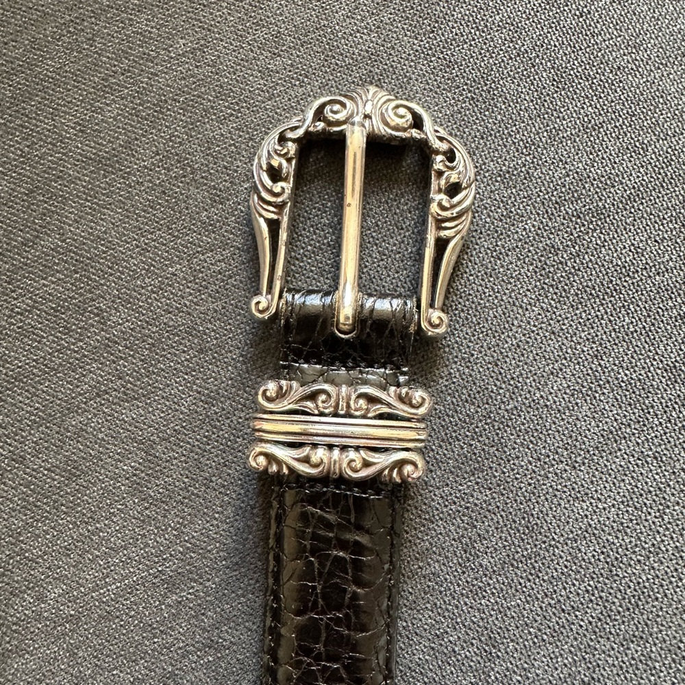 Brighton Black Leather Belt with Silver Buckle